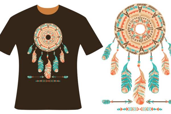 彩色羽毛T恤印花图案图片