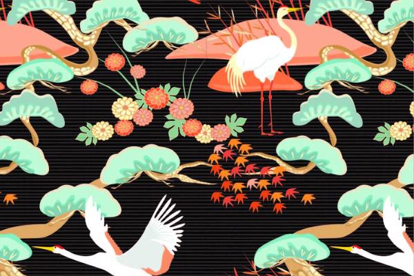 传统文化 日本元素 植物花卉 花鸟图案