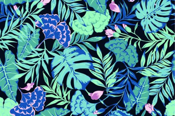 植物花卉叶子拼接数码印花矢量图