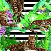 动物图案 豹 植物花卉 叶子