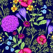 艳丽植物花卉印花矢量图