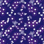 宝蓝色底色植物花朵拼接矢量图