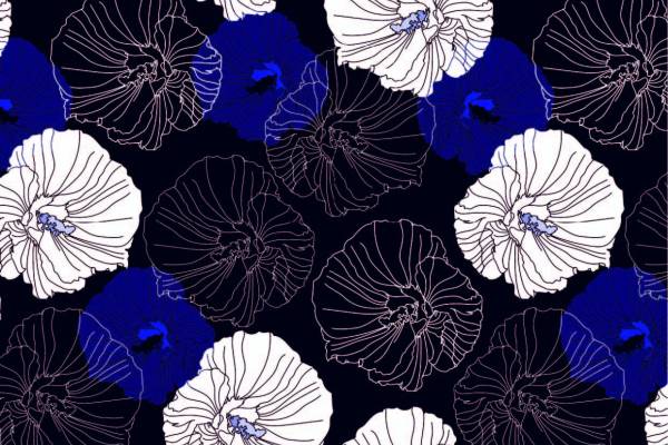 植物大花卉拼接矢量图