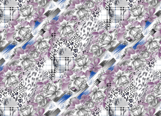 玫瑰花豹纹拼接矢量图纺织面料水印数码印花矢量图金昌分色稿源文件