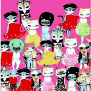 新款卡通猫咪纺织面料水印数码印花金昌分色稿源文件