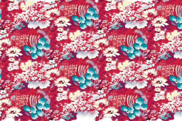 含苞待放荷花植物花卉矢量图纺织面料水印数码印花金昌源文件