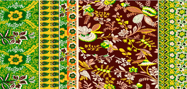 复古风格植物花卉矢量图纺织面料印花金昌分色稿文件A2685-2