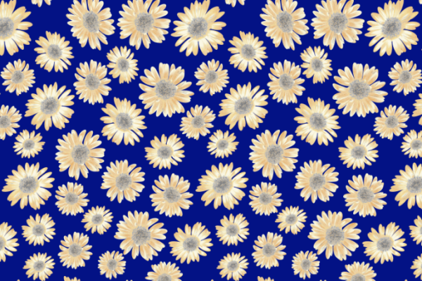 新款菊花纺织印花图案蓝色底纹水印数码印花金昌分色稿A2736