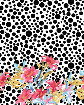 圆点花朵拼接矢量图纺织面料水印数码印花花型文件金昌分色稿A2745