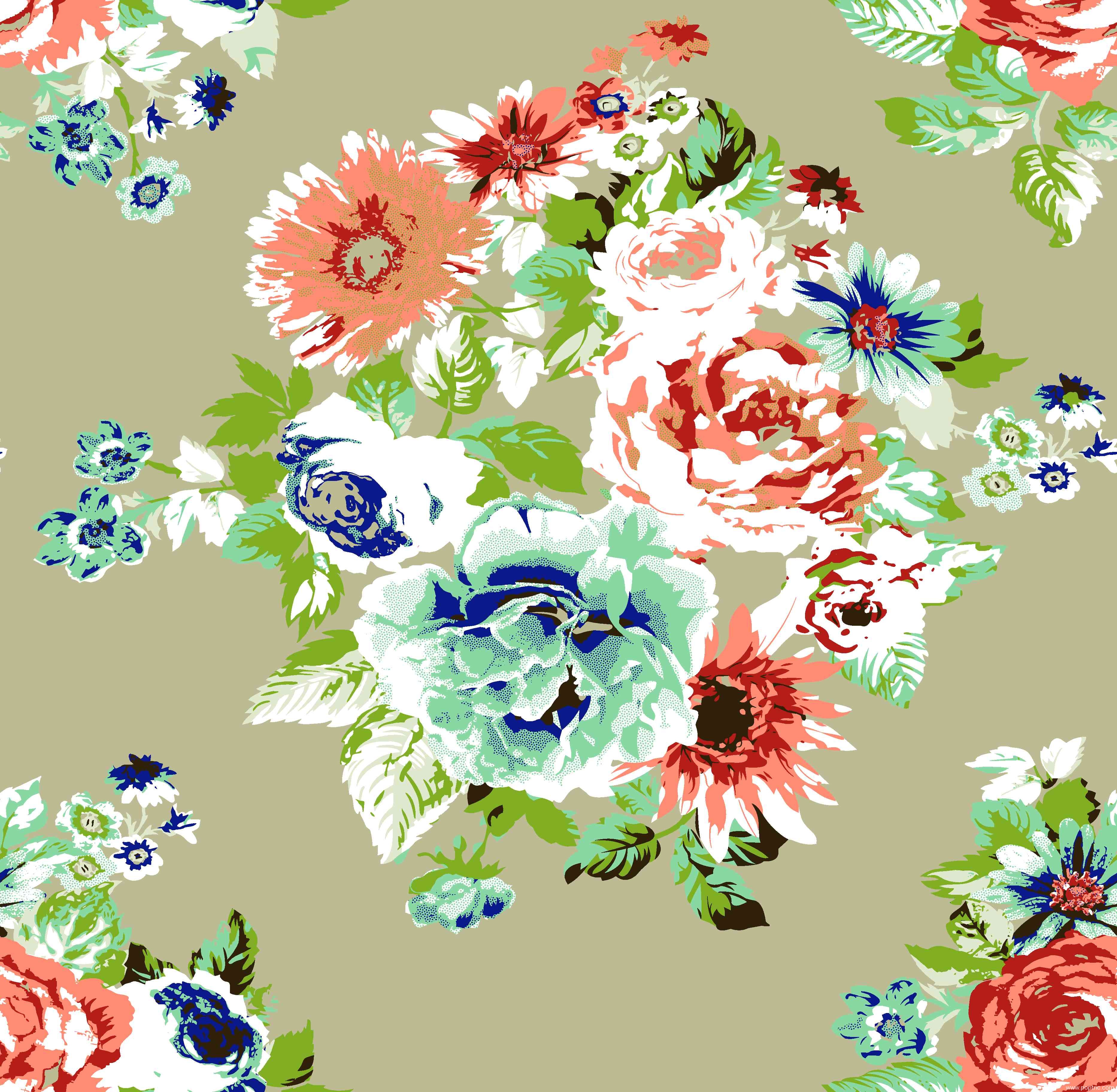 服装纺织面料印花花型牡丹花几何图金昌分色稿源文件A2768-3