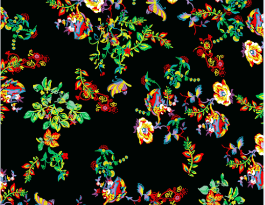 金昌花型多彩花朵蝴蝶矢量图纺织面料印花图案A2770-1