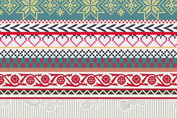 服装纺织面料印花花型复古几何图形拼接矢量图