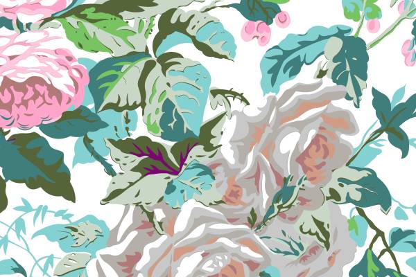 服装纺织面料印花矢量图牡丹花图纹印花图案