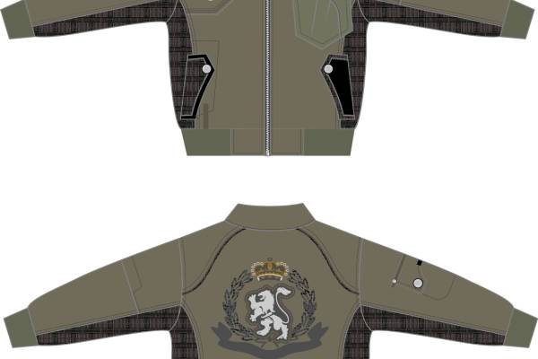 服饰冬装外套男士夹克衫纸样矢量图拉链装饰