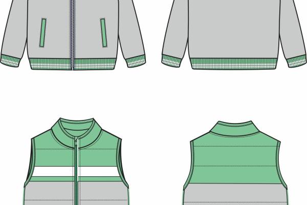 服装设计马甲运动外套纸样手稿效果图