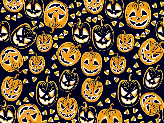纺织面料水印数码印花花型矢量图万圣节南瓜印花花型