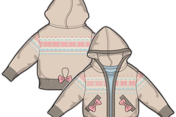 卫衣外套小女孩童装彩色服装矢量素材