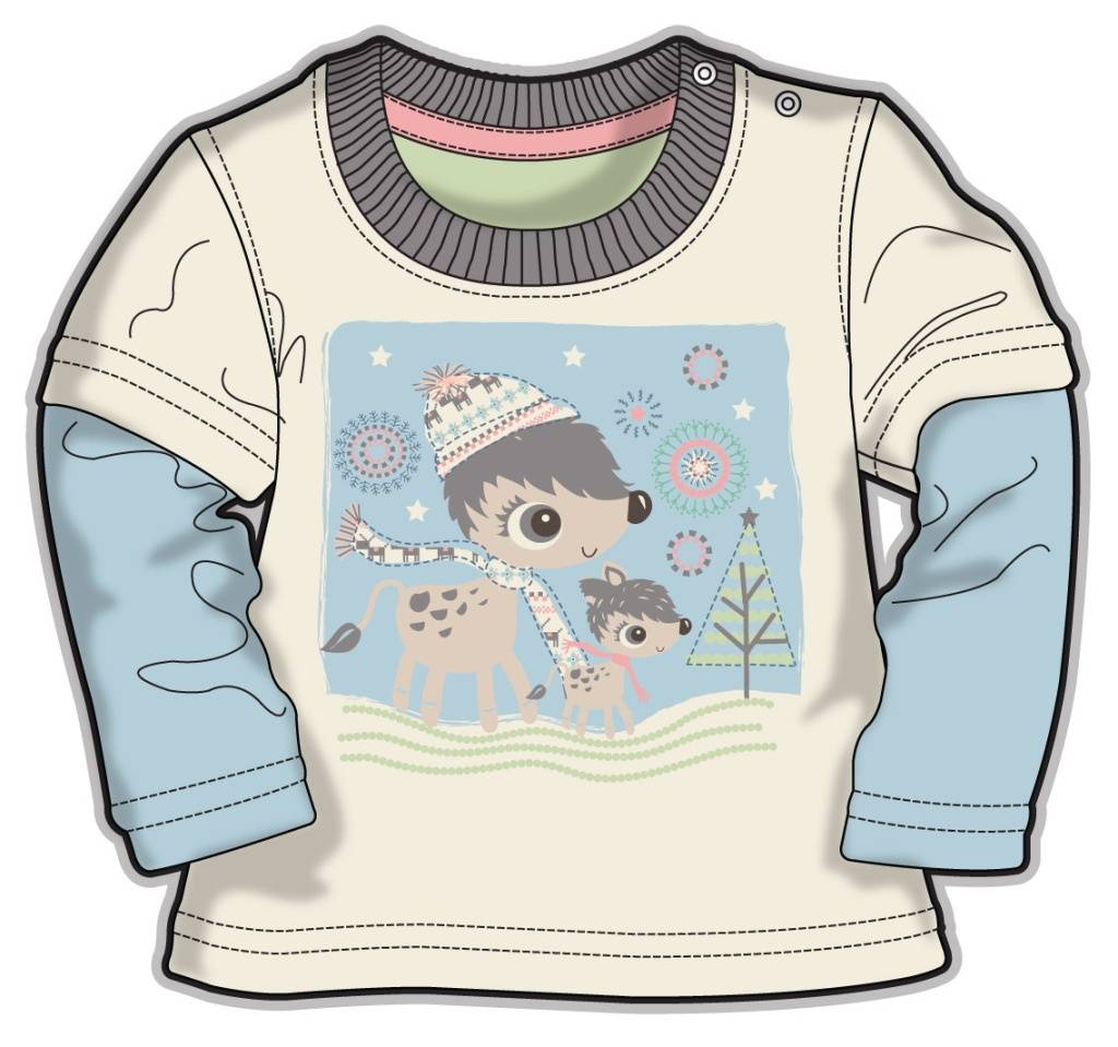 上衣长袖女宝宝服装设计彩色稿件矢量素材