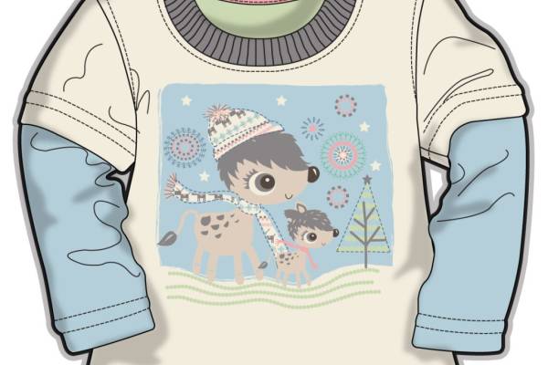 上衣长袖女宝宝服装设计彩色稿件矢量素材