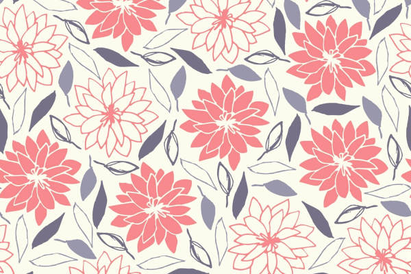 纺织面料印花图案粉色系花卉矢量图数码印花图案