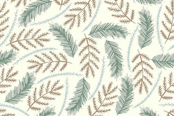 松针植物印花图案面料数码印花矢量图