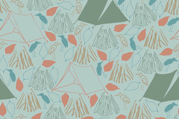 手绘帐篷 鸟花型图案数码印花花型图案