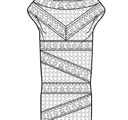 女士裙装矢量图民族风设计手稿