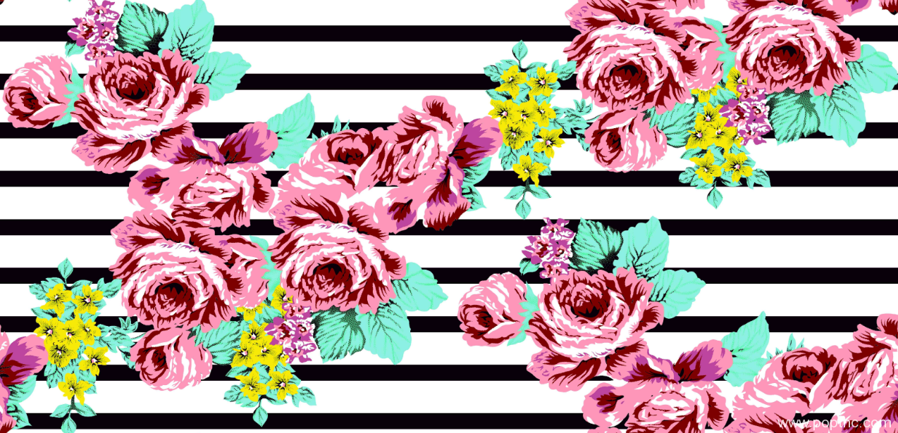 纺织面料水印数码印花花型牡丹花黑白条子拼接图案金昌分色稿文件a2847-2