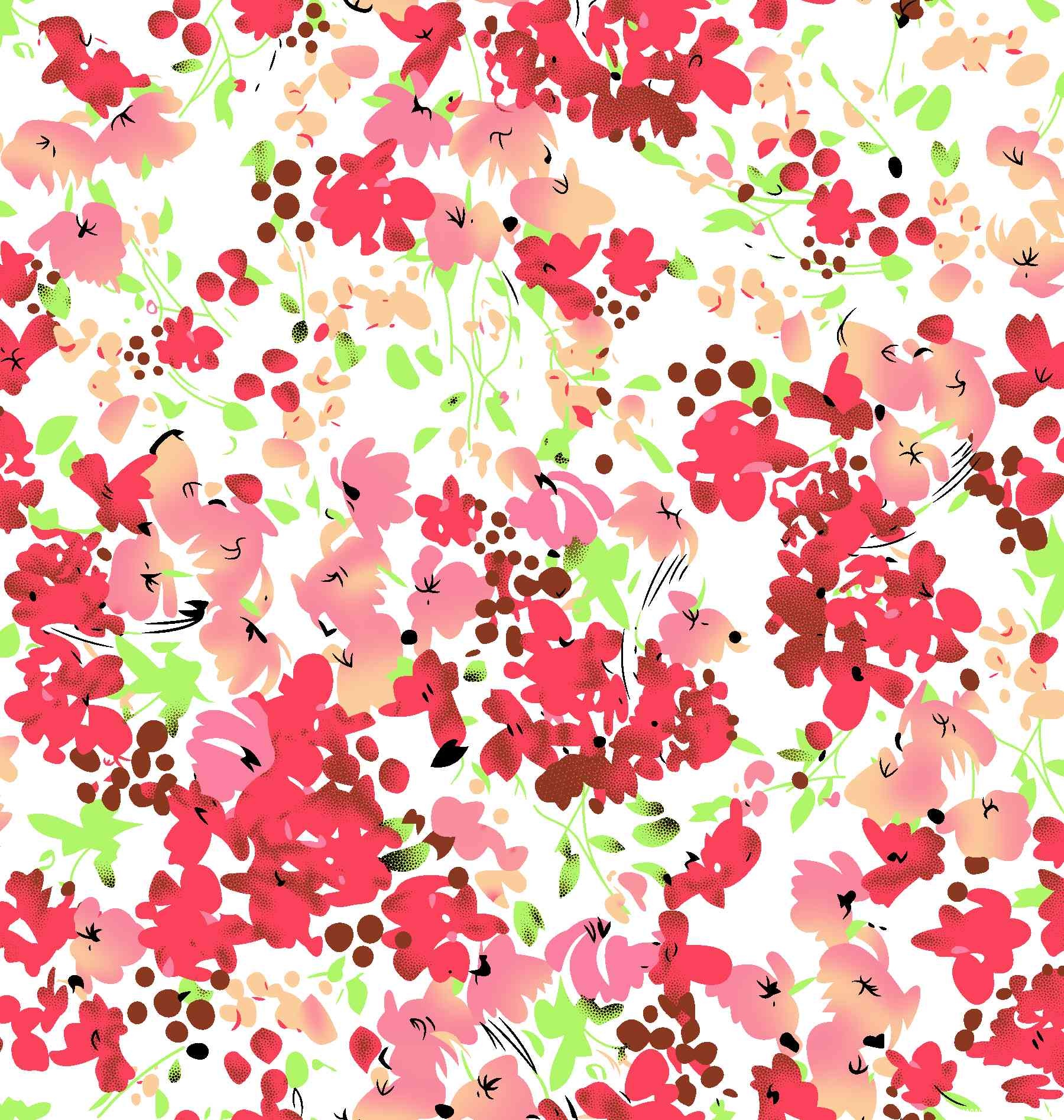 手绘植物花卉矢量图纺织面料水印数码印花花型金昌分色稿矢量图d7aj228c