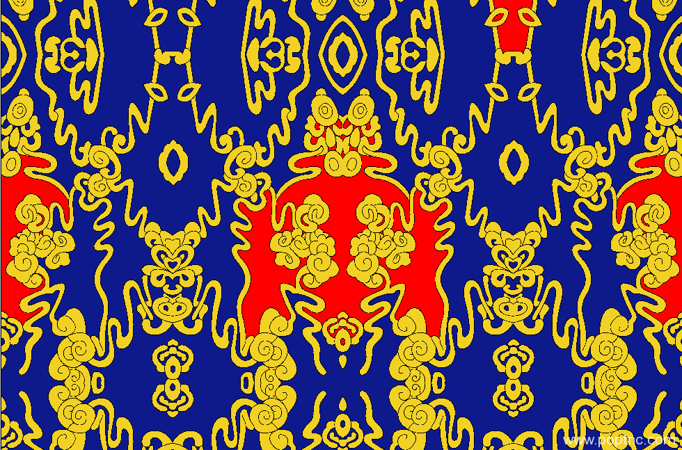 蓝色底纹金色几何花纹矢量图纺织面料水印数码印花金昌花型