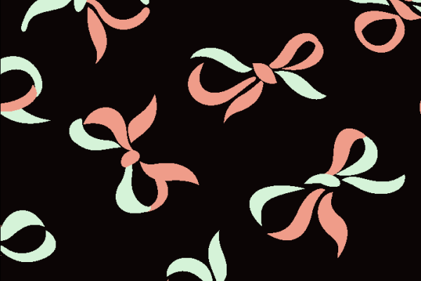 黑色底色粉色蝴蝶结印花矢量图纺织面料水印数码印花花型