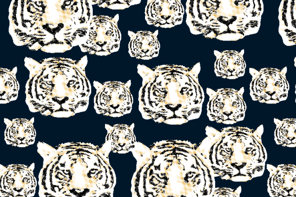 老虎头印花拼接矢量图纺织面料水印数码印花金昌花型