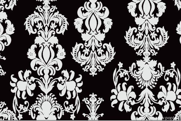复古几何花卉矢量图黑色底色纺织面料水印数码印花金昌花型