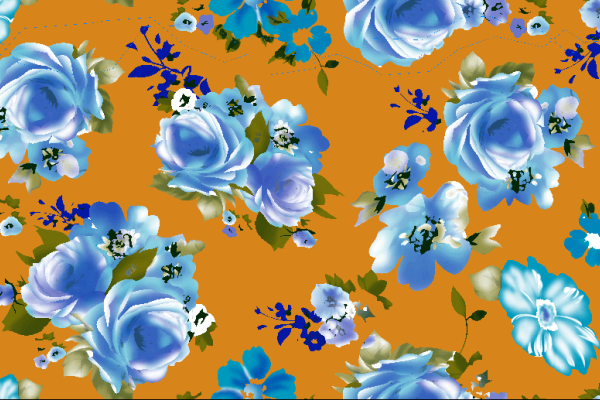 蓝色植物花卉牡丹花印花矢量图黄色底纺织面料水印数码印花金昌文件