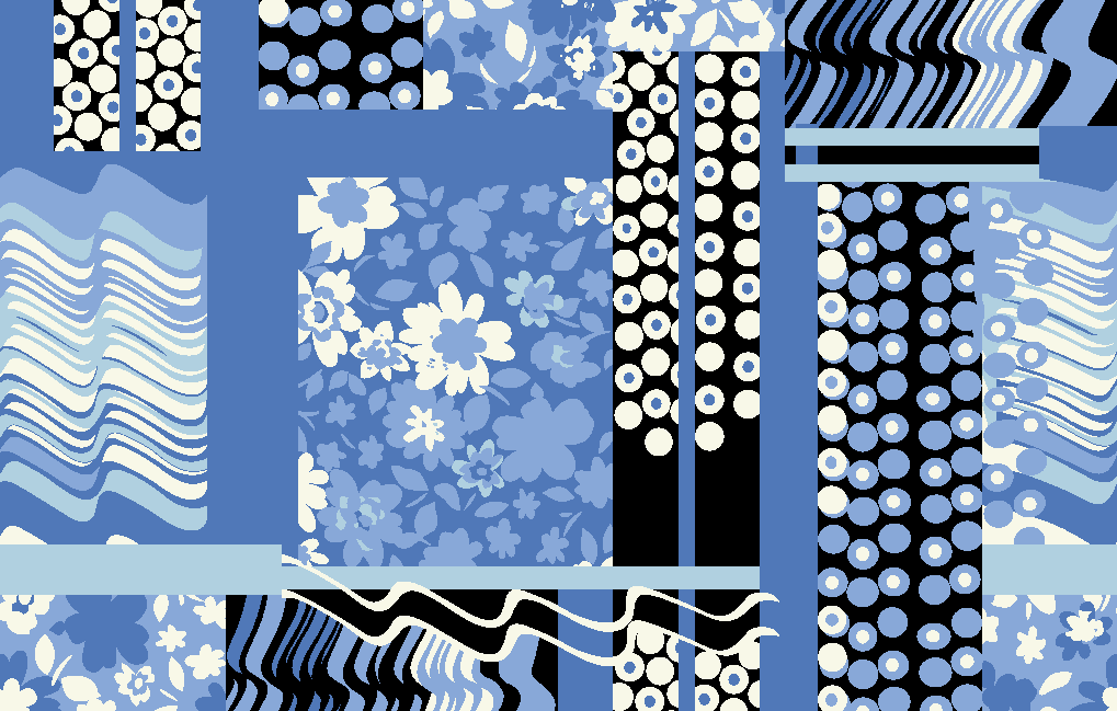 几何花朵圆形图案拼接矢量图纺织面料水印数码印花金昌花型