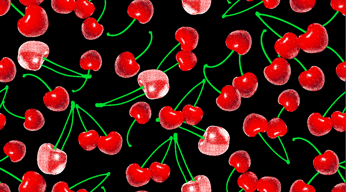 水果车厘子花型印花矢量图纺织面料水印数码印花金昌花型