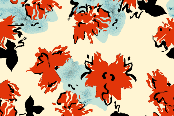 几何涂鸦红色花型印花矢量图纺织面料水印数码印花金昌花型