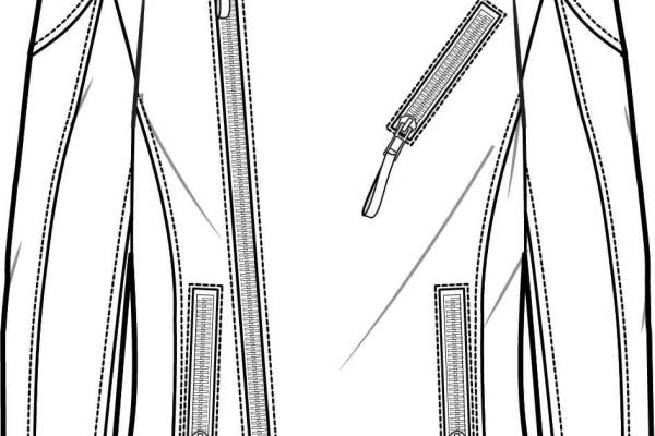 男装夹克风衣设计矢量图大拉链设计装饰