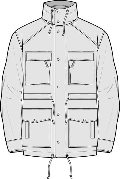 男装外套风衣设计矢量图服装设计手稿多口套设计