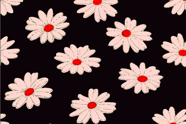 黑色底色白色菊花印花矢量图纺织面料水印数码印花金昌花型