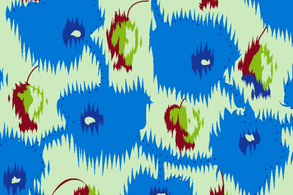 几何涂鸦蓝色主色印花矢量图纺织面料水印数码印花金昌花型