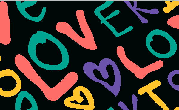 英文字母love心形印花矢量图纺织面料水印数码印花金昌花型