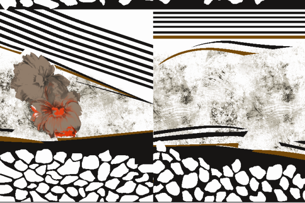 几何线条拼接矢量图植物花朵纺织面料水印数码印花金昌花型