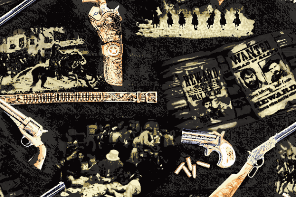 手枪人物印花矢量图纺织面料水印数码印花金昌花型