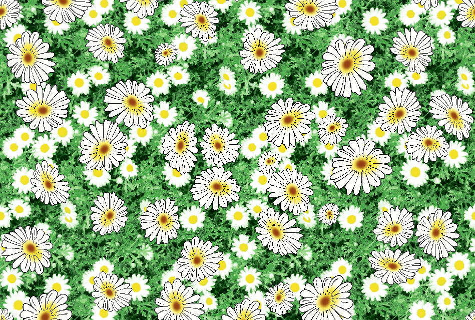 草绿色植物花卉菊花印花矢量图纺织面料水印数码印花金昌花型