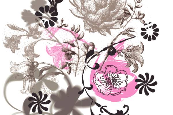 几何植物花卉矢量图牡丹花型裁片烫图印花花型