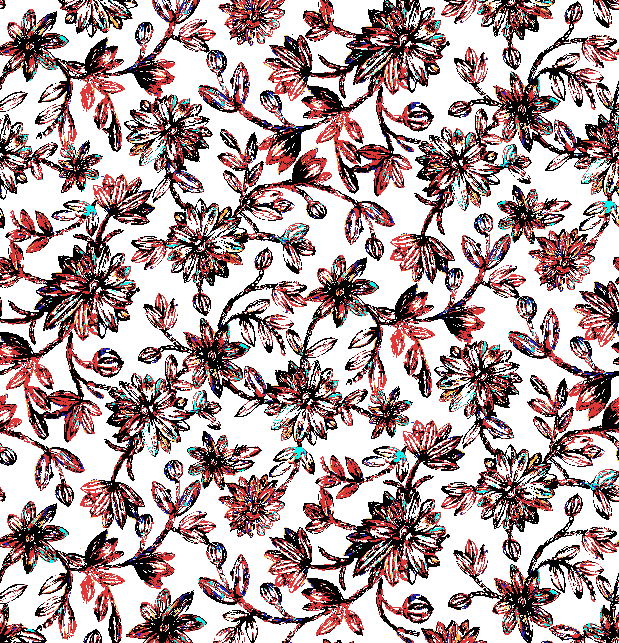 枣红几何植物花纹矢量图纺织面料水印数码印花金昌花型