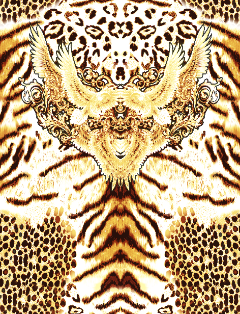 几何老虎花纹翅膀矢量图纺织面料水印数码印花矢量图