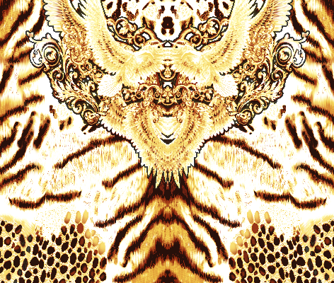 几何老虎花纹翅膀矢量图纺织面料水印数码印花矢量图
