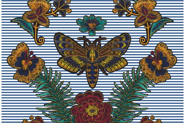 植物花朵蝴蝶矢量图纺织裁片烫图矢量图